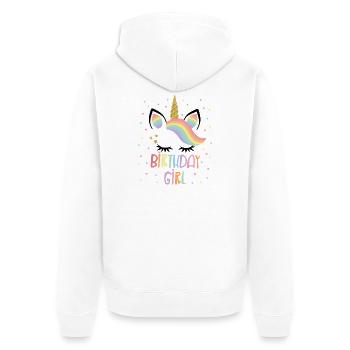 Birthday Girl Einhorn Geburtstag Mädchen Motiv - Unisex Premium Bio Zip Hoodie - Weiß - Hinten - Thijin (182cm)