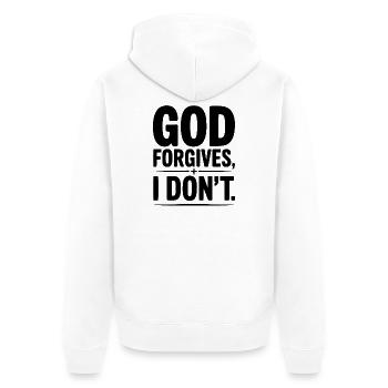 Gott vergibt, ich nicht. - Unisex Premium Bio Zip Hoodie - Weiß - Hinten - Thijin (182cm)