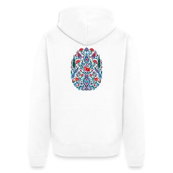 Türkei | Tulpen & osmanische Volkskunst - Unisex Premium Bio Zip Hoodie - Weiß - Hinten - Thijin (182cm)