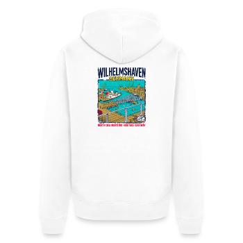 City Wilhelmshaven Germany North Sea Maritime - Unisex Premium Bio Zip Hoodie - Weiß - Hinten - Thijin (182cm)