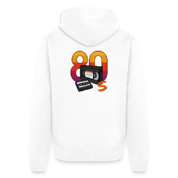 80er Retro - Unisex Premium Bio Zip Hoodie - Weiß - Hinten - Thijin (182cm)