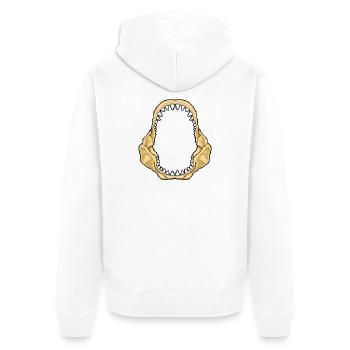 Hai-Kiefer - Unisex Premium Bio Zip Hoodie - Weiß - Hinten - Thijin (182cm)