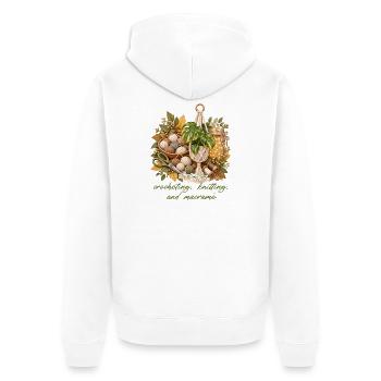Herbstknoten: Makramee, Häkeln & Stricken - Unisex Premium Bio Zip Hoodie - Weiß - Hinten - Thijin (182cm)