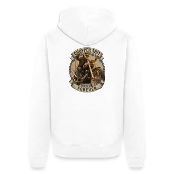 Choppershit - Unisex Premium Bio Zip Hoodie - Weiß - Hinten - Thijin (182cm)