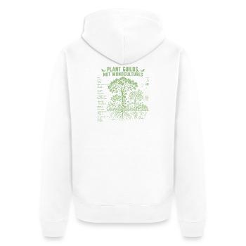 Pflanzenzünfte, keine Monokulturen - Unisex Premium Bio Zip Hoodie - Weiß - Hinten - Thijin (182cm)