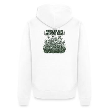 Bestäuber lassen die Welt blühen - Unisex Premium Bio Zip Hoodie - Weiß - Hinten - Thijin (182cm)