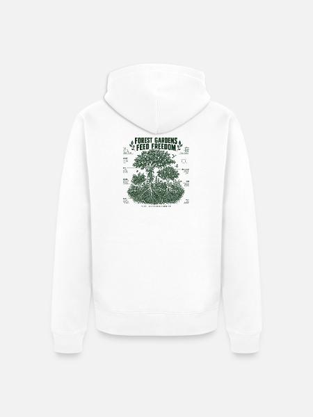 Waldgärten nähren Freiheit - Unisex Premium Bio Zip Hoodie - Weiß
