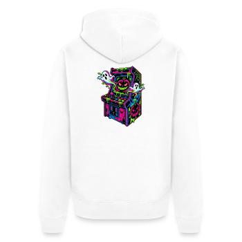 Neon Halloween Arcade Drips - Unisex Premium Bio Zip Hoodie - Weiß - Hinten - Thijin (182cm)