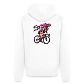 Rennrad Mama Pinkpower Frauen - Unisex Premium Bio Zip Hoodie - Weiß - Hinten - Thijin (182cm)