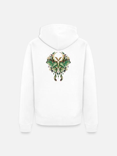 Mondmotte im Jugendstil - Unisex Premium Bio Zip Hoodie - Weiß