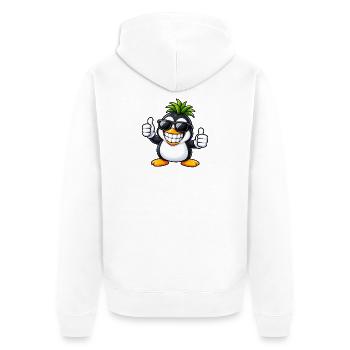 Cooler Pinguin mit Ananas Frisur - Unisex Premium Bio Zip Hoodie - Weiß - Hinten - Thijin (182cm)