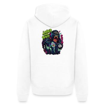Lauter als Realität Neon-Gorilla - Unisex Premium Bio Zip Hoodie - Weiß - Hinten - Thijin (182cm)