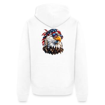 Amerikanischer Weißkopfseeadler – USA Freedom & Patriotic Style - Unisex Premium Bio Zip Hoodie - Weiß - Hinten - Thijin (182cm)