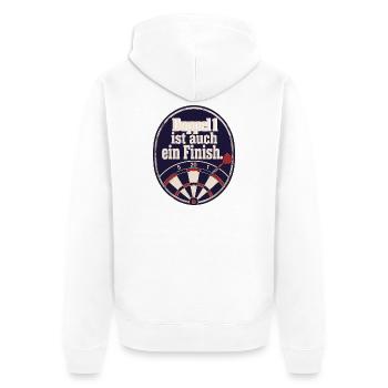 Madhouse Dartspieler Retro Emblem Double 1 Humor - Unisex Premium Bio Zip Hoodie - Weiß - Hinten - Thijin (182cm)
