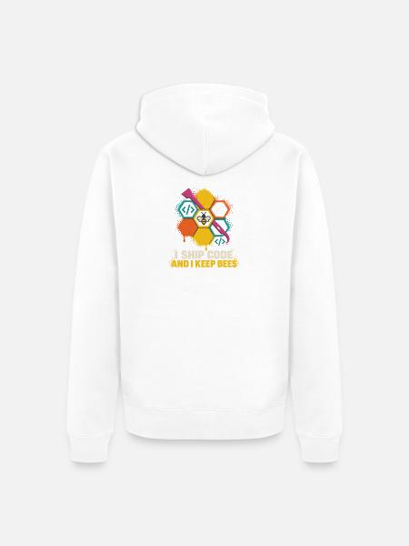 Codebiene Farbiger Honigcode - Unisex Premium Bio Zip Hoodie - Weiß