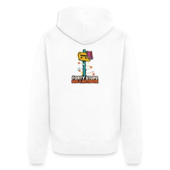Forty Stops and a Notebook - Unisex Premium Bio Zip Hoodie - Weiß - Hinten - Thijin (182cm)