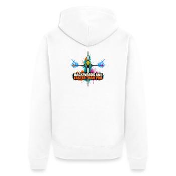 Ruder-Sprint: Rückwärts schneller - Unisex Premium Bio Zip Hoodie - Weiß - Hinten - Thijin (182cm)