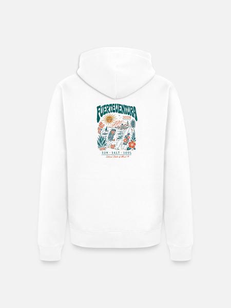 Fuerteventura Surfstrand 2026 - Unisex Premium Bio Zip Hoodie - Weiß