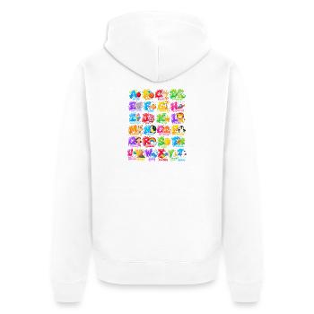 Buntes Tieralphabet für Kinder - Unisex Premium Bio Zip Hoodie - Weiß - Hinten - Thijin (182cm)