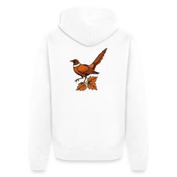 Fasan im goldenen Laub - Unisex Premium Bio Zip Hoodie - Weiß - Hinten - Thijin (182cm)