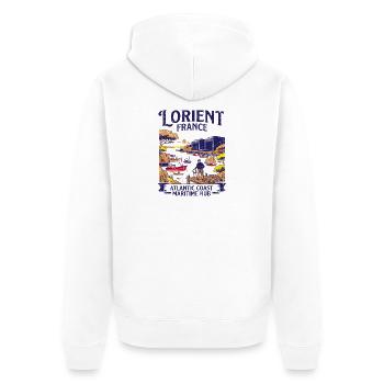 Lorient France Atlantic Coast Maritime Harbor Port - Unisex Premium Bio Zip Hoodie - Weiß - Hinten - Thijin (182cm)