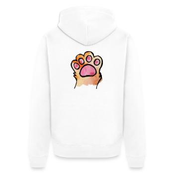 Pfotenabdruck Aquarellspritzer - Unisex Premium Bio Zip Hoodie - Weiß - Hinten - Thijin (182cm)