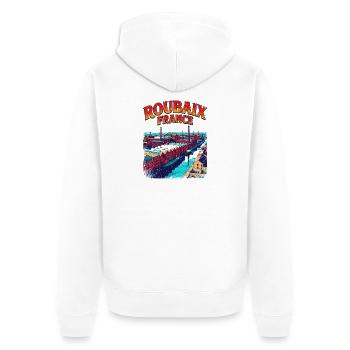 Vintage Roubaix France Industrial City Skyline - Unisex Premium Bio Zip Hoodie - Weiß - Hinten - Thijin (182cm)