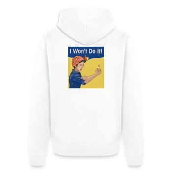 Ich werde es nicht tun - Unisex Premium Bio Zip Hoodie - Weiß - Hinten - Thijin (182cm)