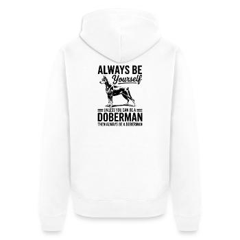 Dobermann Spruch Hunde Lustiges Dobermann Geschenk - Unisex Premium Bio Zip Hoodie - Weiß - Hinten - Thijin (182cm)