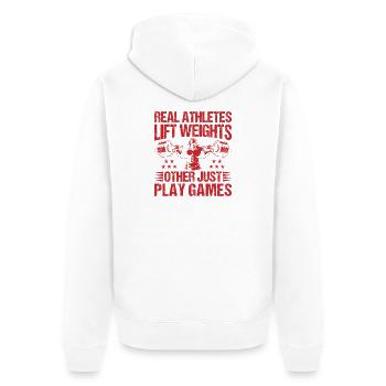 Fitness Motivation Bodybuilder Lift Weights Other - Unisex Premium Bio Zip Hoodie - Weiß - Hinten - Thijin (182cm)