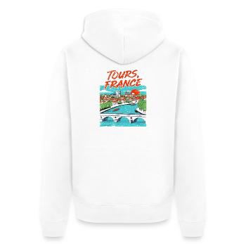 Vintage Style Tours France River Skyline - Unisex Premium Bio Zip Hoodie - Weiß - Hinten - Thijin (182cm)