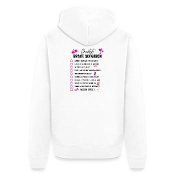 JGA Braut Checkliste Mädelsabend Party Motiv - Unisex Premium Bio Zip Hoodie - Weiß - Hinten - Thijin (182cm)