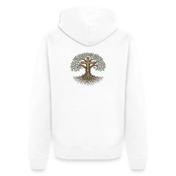 Lebensbaum Kreuz Christliches Symbol - Unisex Premium Bio Zip Hoodie - Weiß - Hinten - Thijin (182cm)