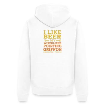 Griffon - Unisex Premium Bio Zip Hoodie - Weiß - Hinten - Thijin (182cm)