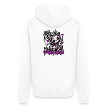 Patchwork-Katzchen für starke Nerven - Unisex Premium Bio Zip Hoodie - Weiß - Hinten - Thijin (182cm)