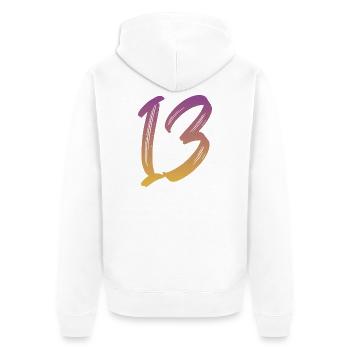 13 - Unisex Premium Bio Zip Hoodie - Weiß - Hinten - Thijin (182cm)