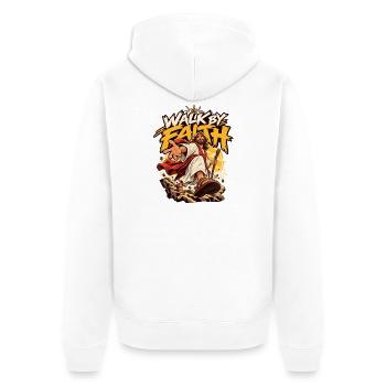 Walk by Faith: Jesus Grafik - Unisex Premium Bio Zip Hoodie - Weiß - Hinten - Thijin (182cm)