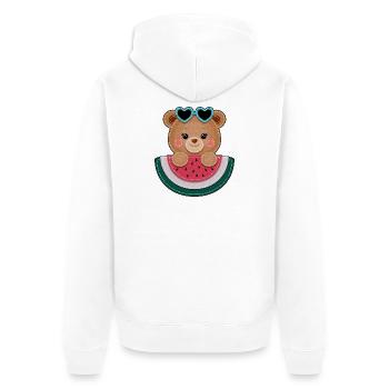 motiv_cuteT - Unisex Premium Bio Zip Hoodie - Weiß - Hinten - Thijin (182cm)