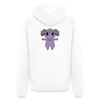 Satan Ziege Motiv - Unisex Premium Bio Zip Hoodie - Weiß - Hinten - Thijin (182cm)