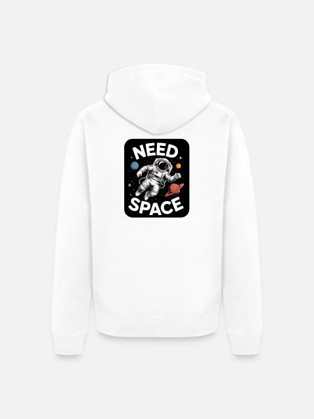 I Need Space Astronaut - Unisex Premium Bio Zip Hoodie - Weiß