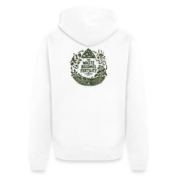 Abfall wird zur Fruchtbarkeit - Unisex Premium Bio Zip Hoodie - Weiß - Hinten - Thijin (182cm)