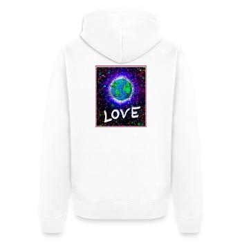 Liebe Kosmos Farbexplosion - Unisex Premium Bio Zip Hoodie - Weiß - Hinten - Thijin (182cm)