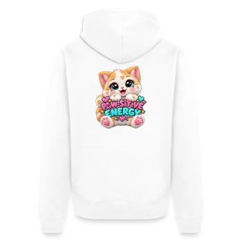 Paw Positive Energie Katze - Unisex Premium Bio Zip Hoodie - Weiß - Hinten - Thijin (182cm)