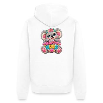 Kleiner Koala mit Happy Hugs - Unisex Premium Bio Zip Hoodie - Weiß - Hinten - Thijin (182cm)