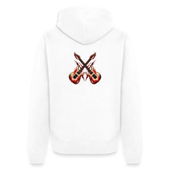 2 Gekreuzte Gitarren - Unisex Premium Bio Zip Hoodie - Weiß - Hinten - Thijin (182cm)