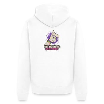 Girl Dad Pride Haarband am Handgelenk - Unisex Premium Bio Zip Hoodie - Weiß - Hinten - Thijin (182cm)