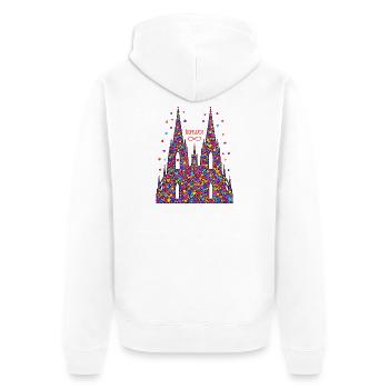 Kölner Dom mit Konfetti Karneval Fasching Köln - Unisex Premium Bio Zip Hoodie - Weiß - Hinten - Thijin (182cm)