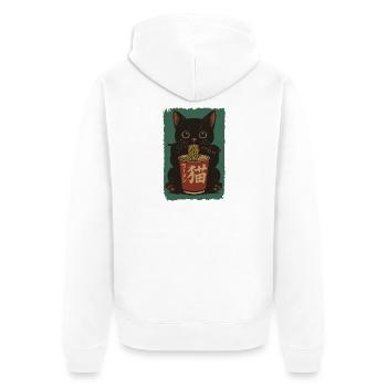 Schwarze Katze Cup Noodles Ramen Retro - Unisex Premium Bio Zip Hoodie - Weiß - Hinten - Thijin (182cm)