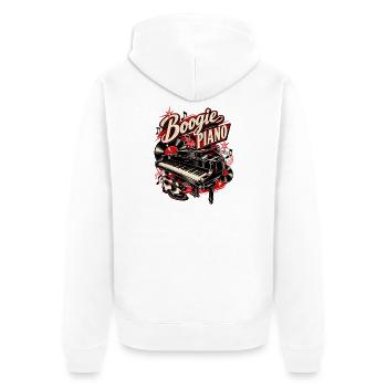 Boogie Piano – Rock'n'Roll & 50er Musik - Unisex Premium Bio Zip Hoodie - Weiß - Hinten - Thijin (182cm)