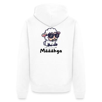 Määähga – Cooles Schaf mit Sonnenbrille - Unisex Premium Bio Zip Hoodie - Weiß - Hinten - Thijin (182cm)